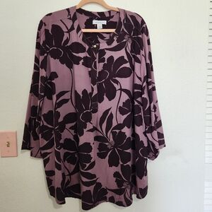 Liz Claiborne Purple Floral Blouse Size 3x